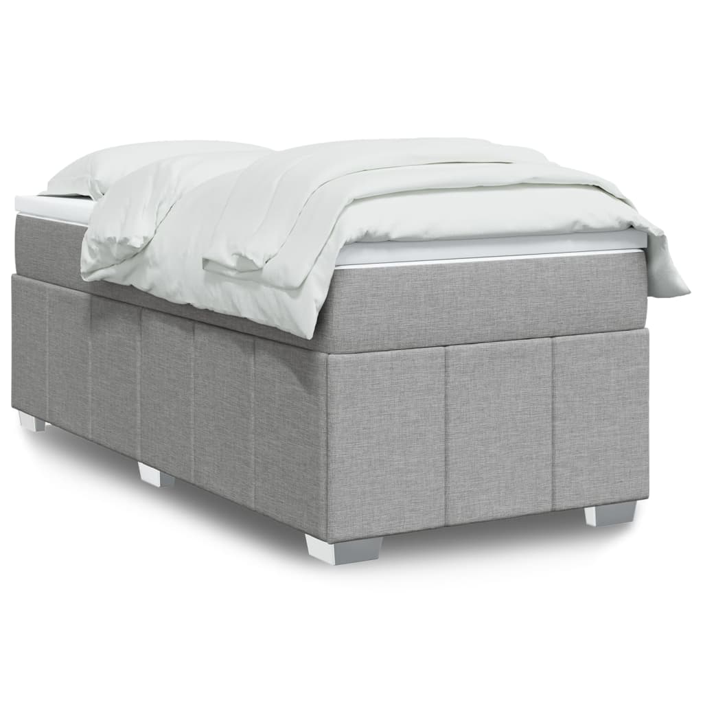 Cama com molas/colchão 90x200 cm tecido cinza-claro