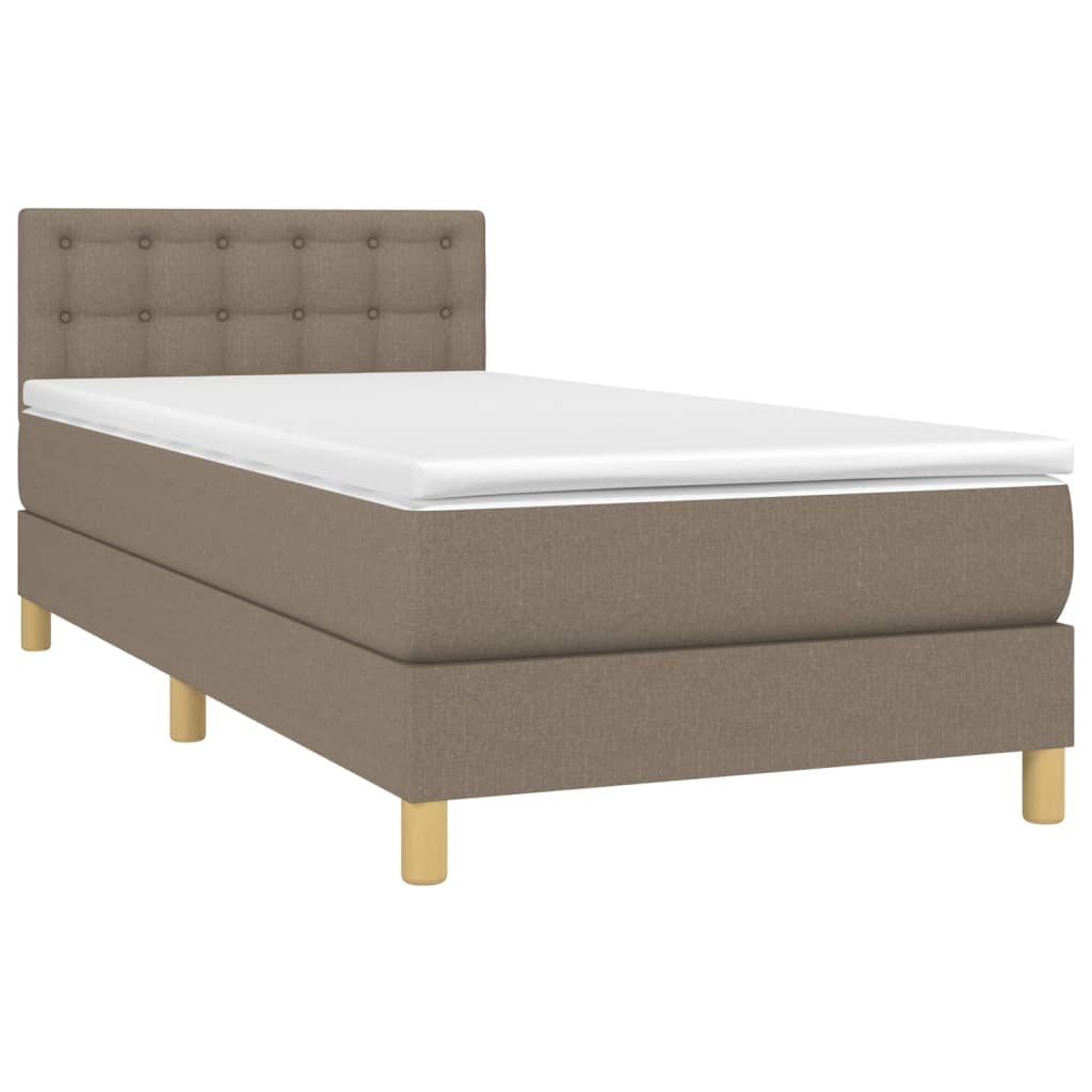 Cama com molas/colchão 90x190 cm tecido castanho-acinzentado