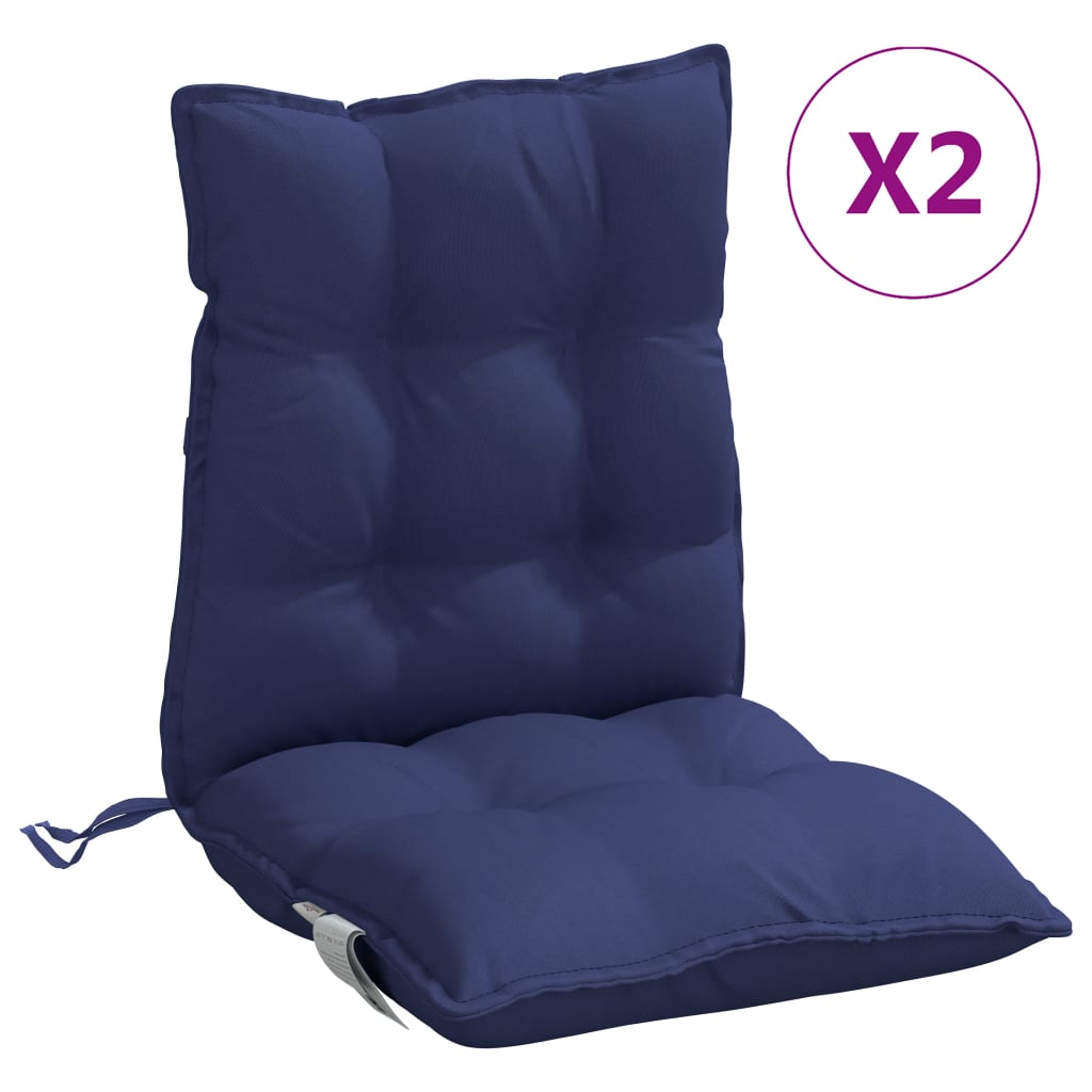 Almofadões p/ cadeira encosto baixo 2 pcs tecido azul-marinho