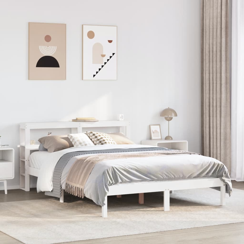Cama sem colchão 120x200 cm madeira de pinho maciça branco