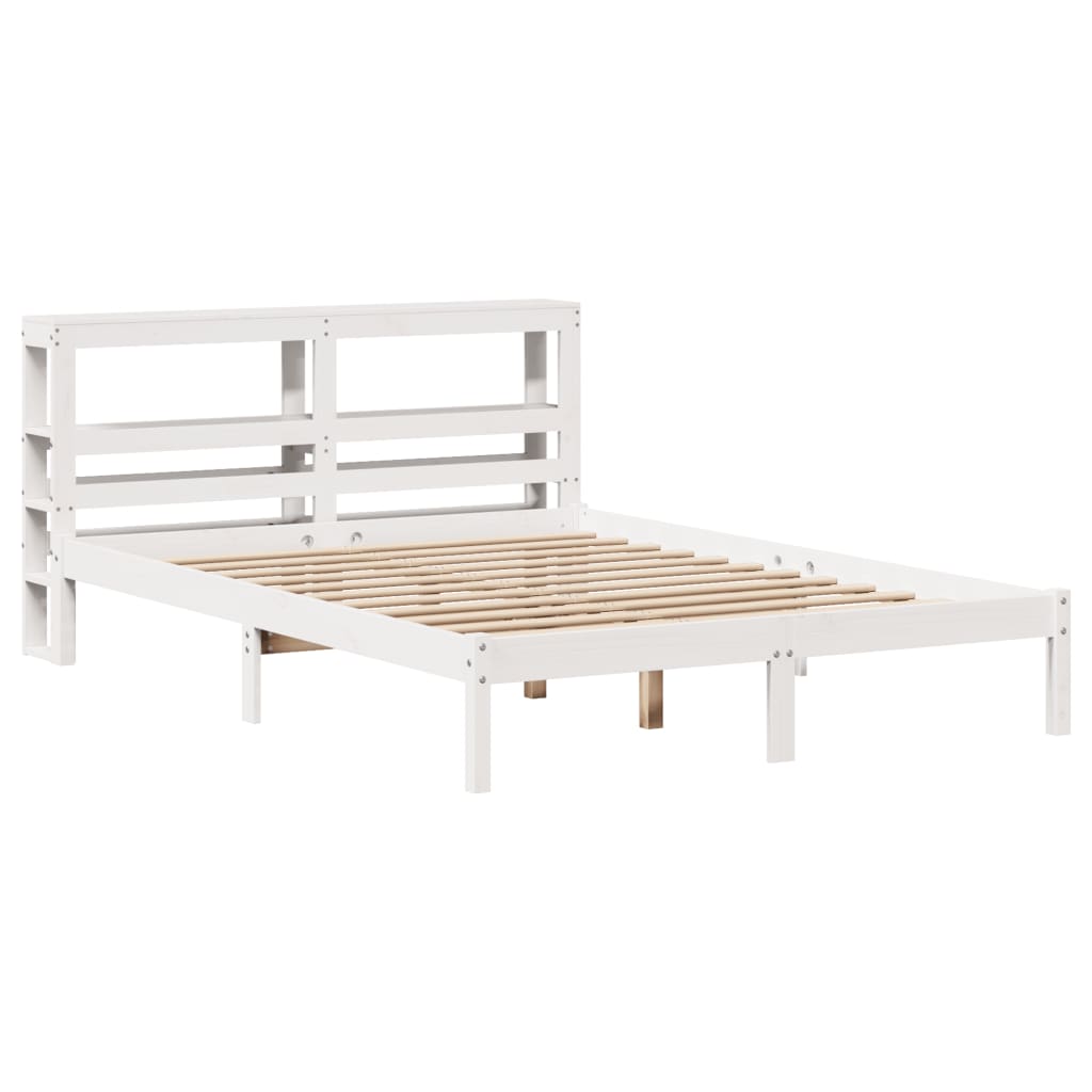 Cama sem colchão 120x200 cm madeira de pinho maciça branco