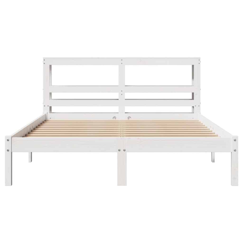 Cama sem colchão 120x200 cm madeira de pinho maciça branco