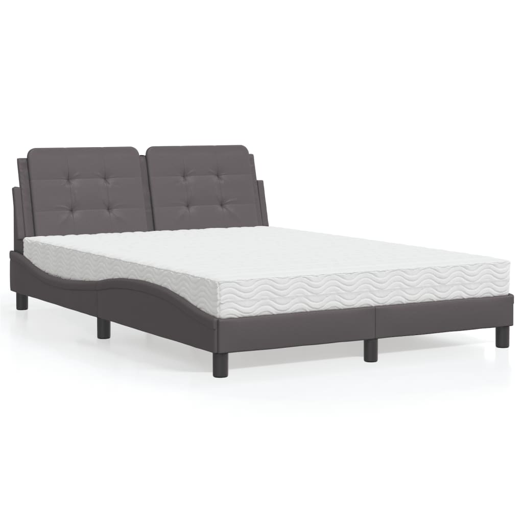 Estrutura de cama sem colchão zadar 140x190 cm couro artificial cinzento