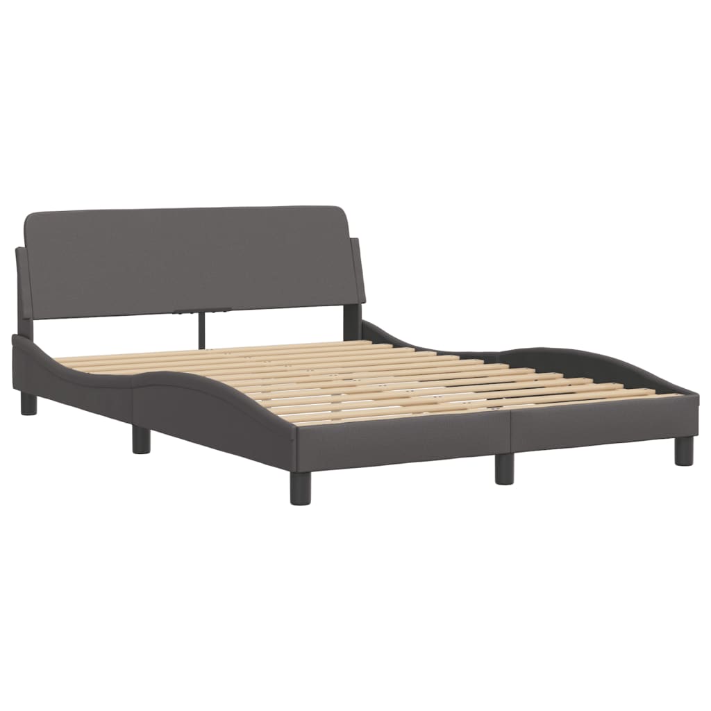Estrutura de cama sem colchão zadar 140x190 cm couro artificial cinzento