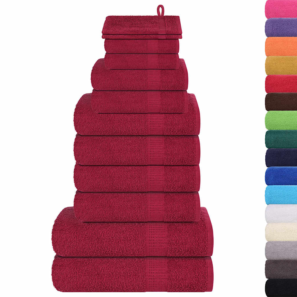 12 Pcs conjunto de toalhas frogn 360 g/m² bordô