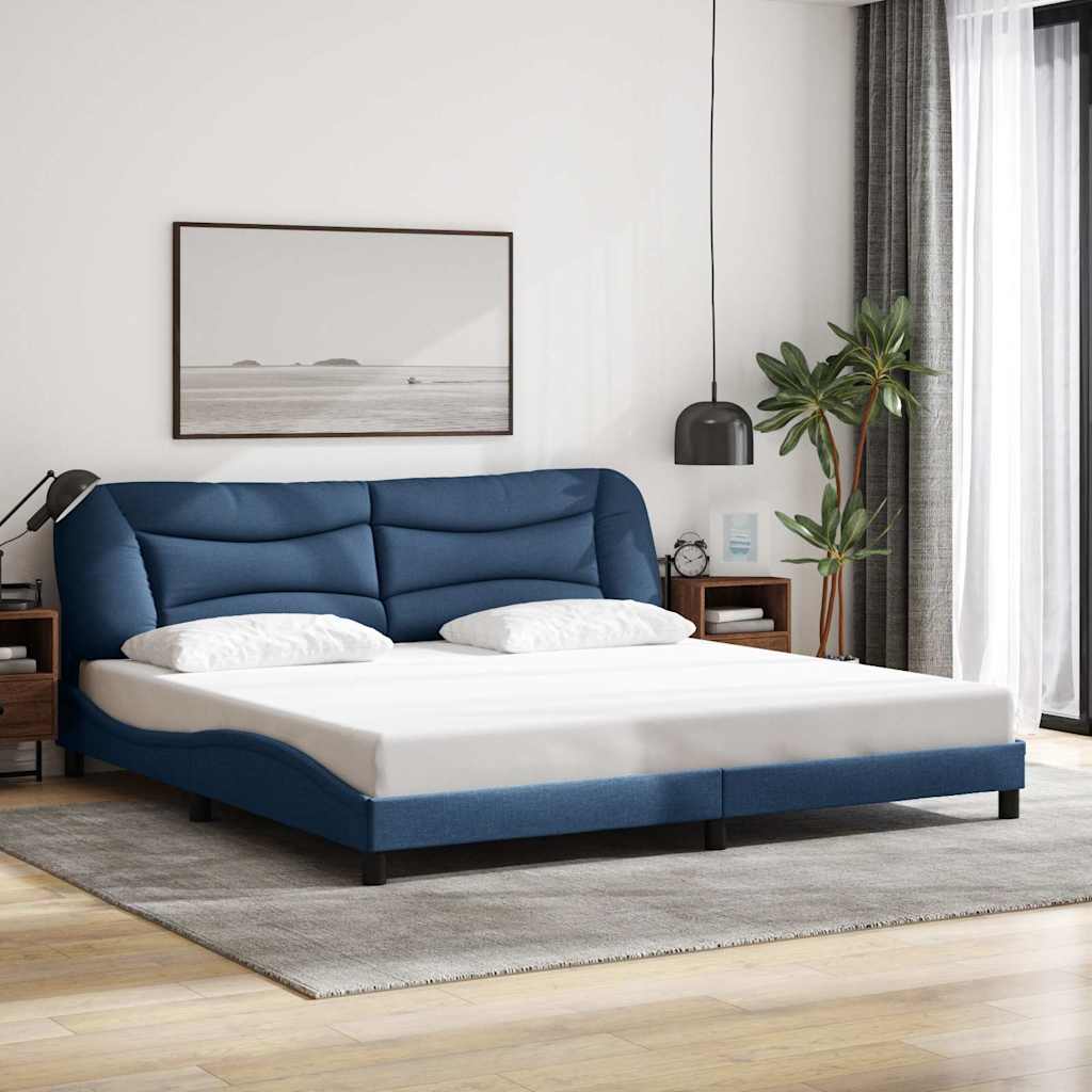 Estrutura de cama sem colchão hvar 200x200 cm tecido azul