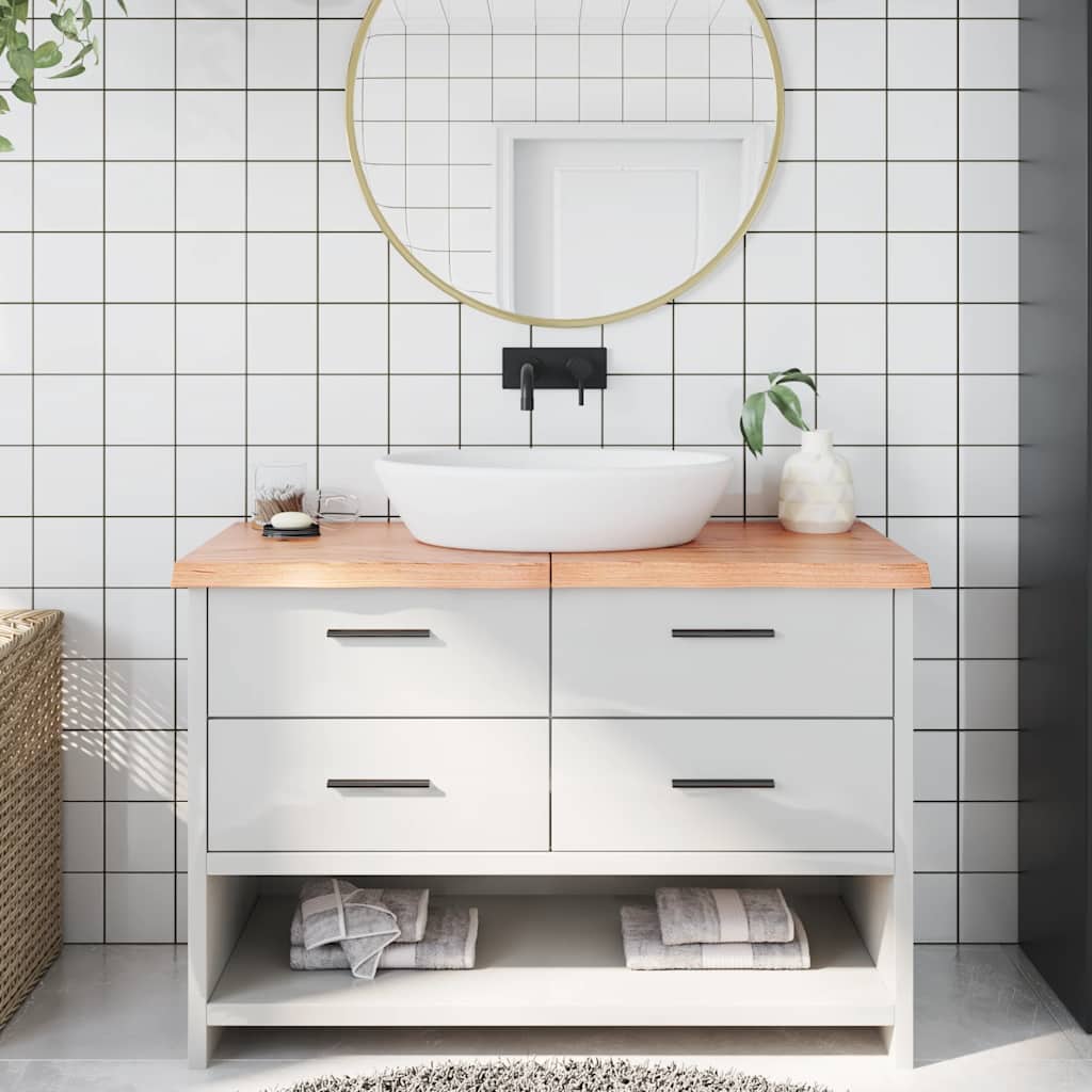 Bancada p/ wc 120x60x(2-4) cm madeira maciça tratada castanho