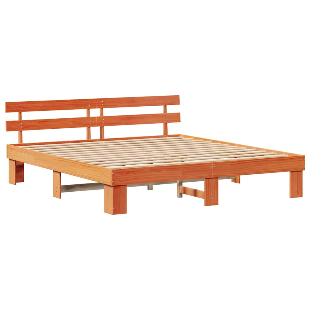 Estrutura da cama com cabeceira marrom cera 180 x 200 cm