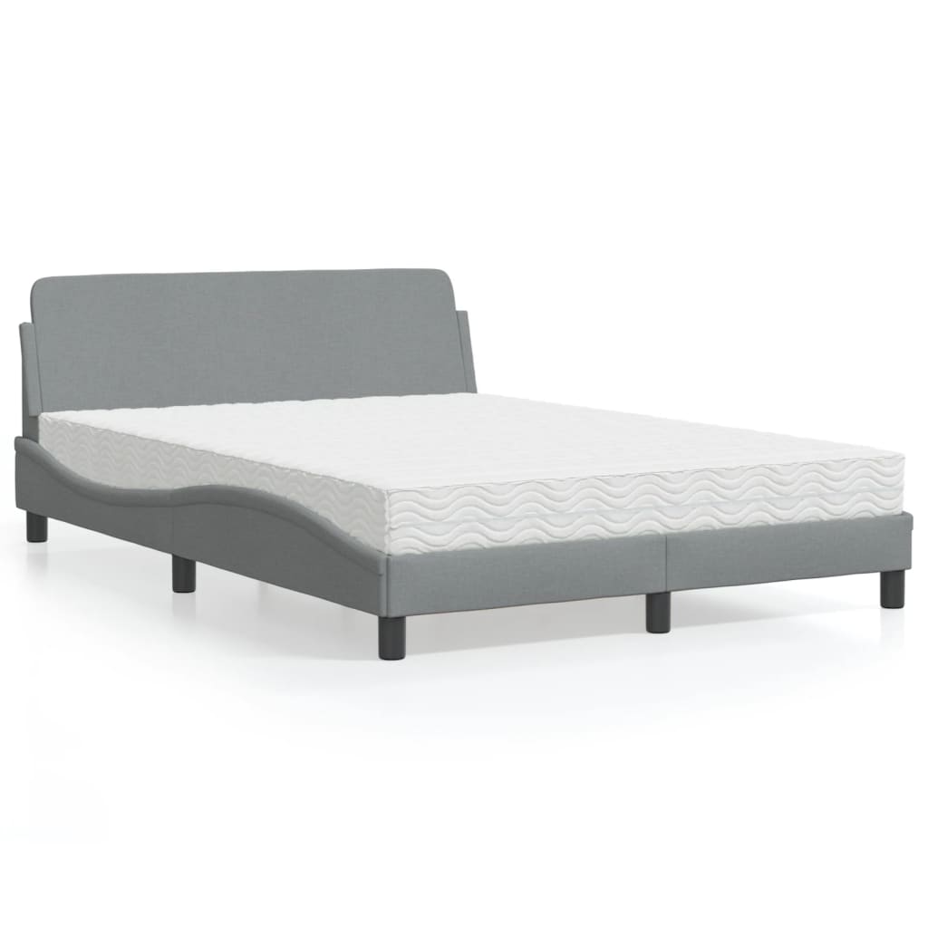 Cama com colchão dover 140x190 cm tecido cinzento-claro