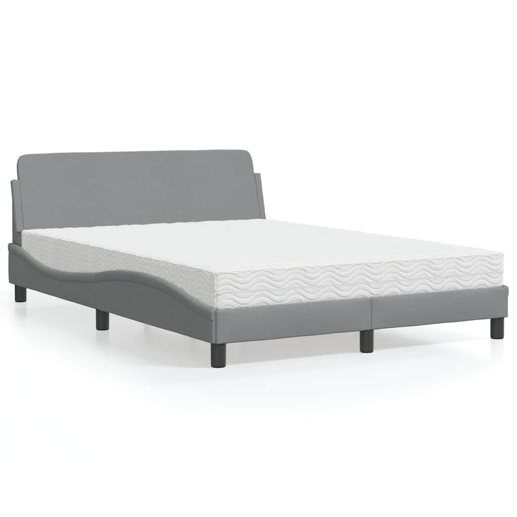 Cama com colchão dover 140x190 cm tecido cinzento-claro