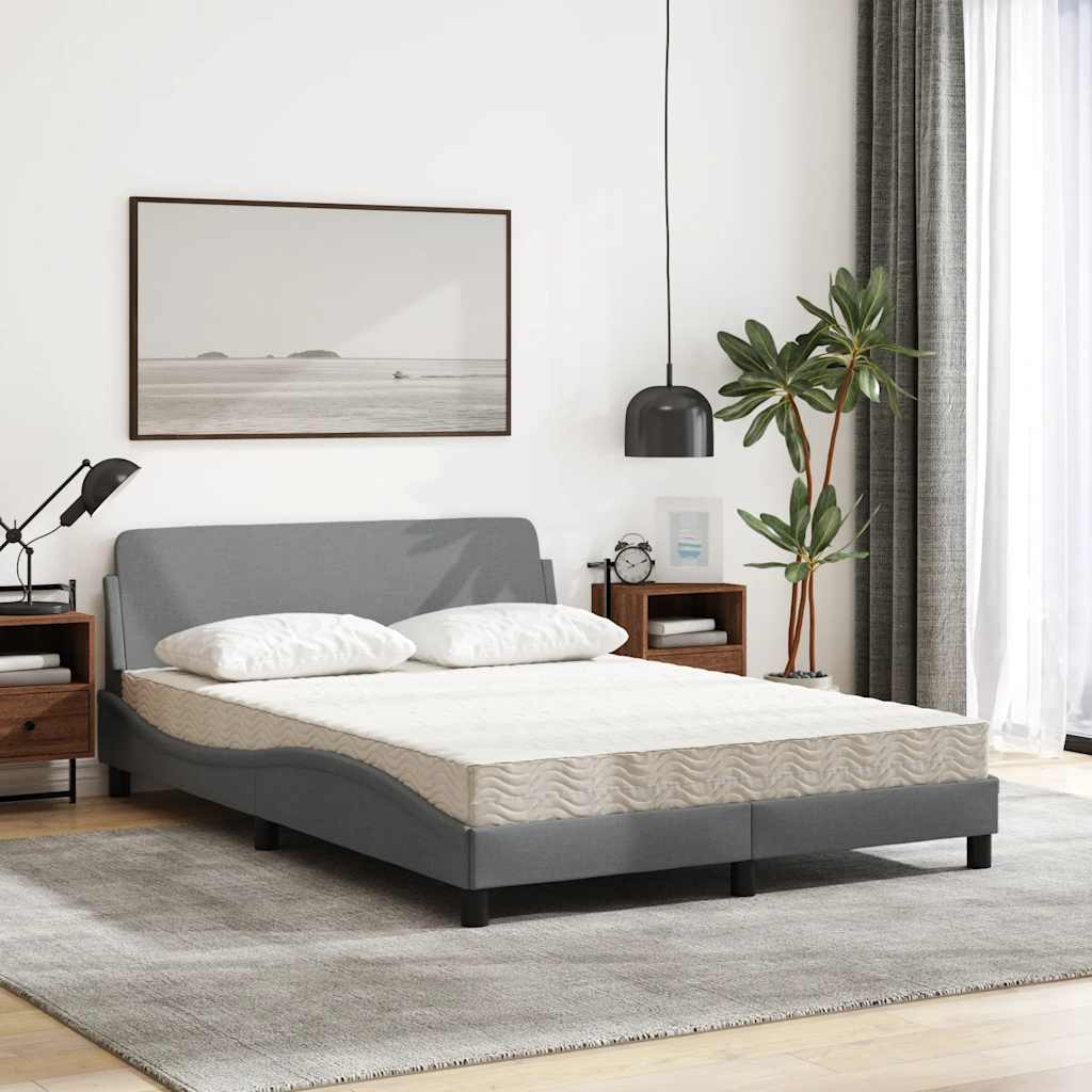 Cama com colchão dover 140x190 cm tecido cinzento-claro
