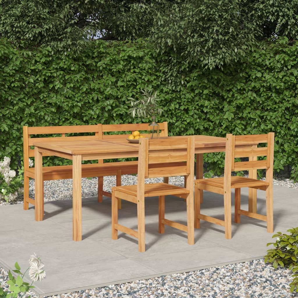 4 Pcs conjunto de jantar p/ jardim madeira de teca maciça
