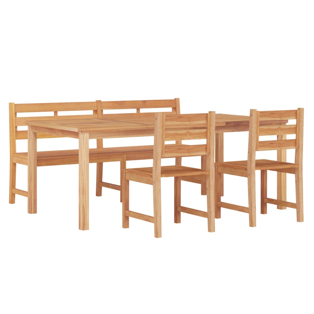 4 Pcs conjunto de jantar p/ jardim madeira de teca maciça