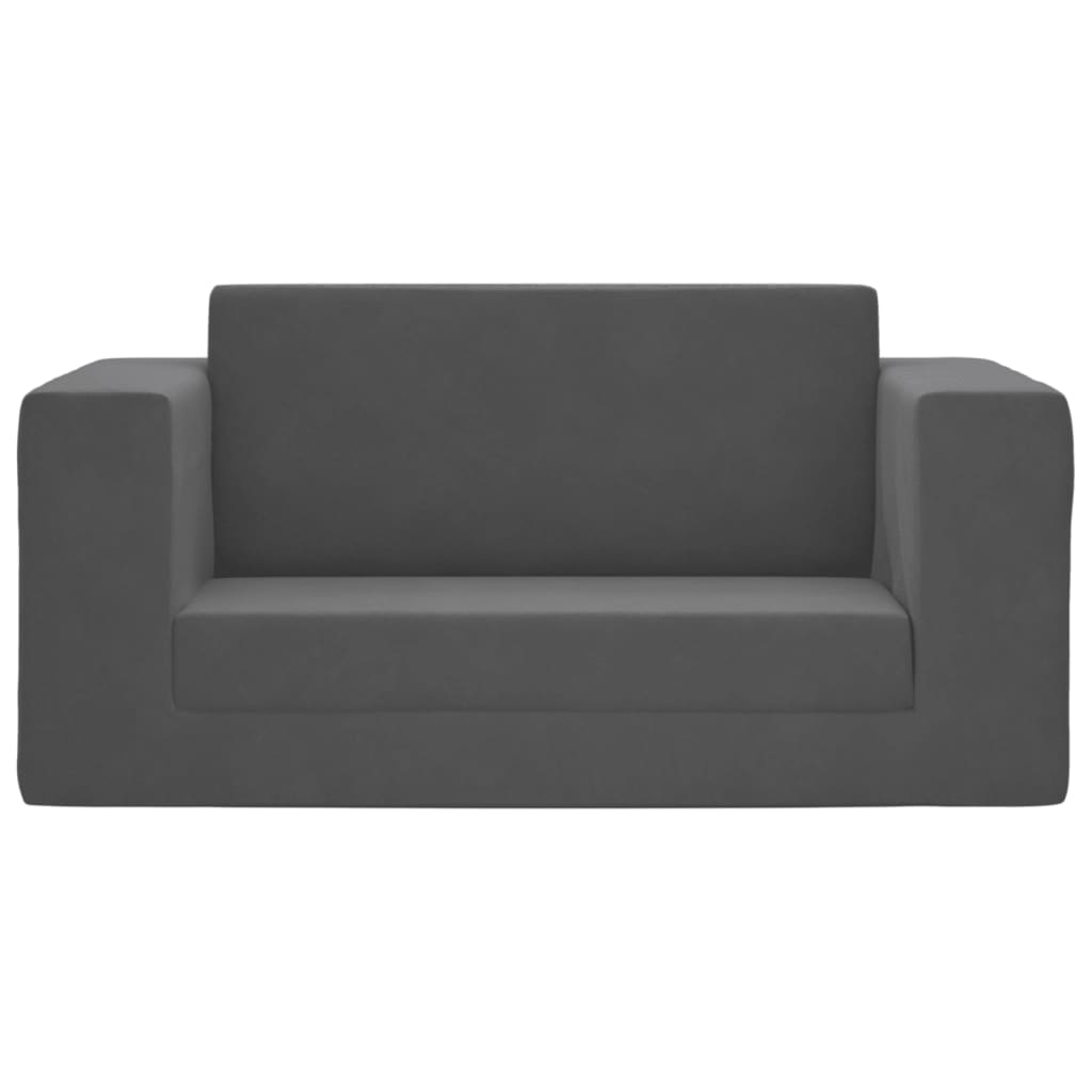 Sofá-cama infantil de 2 lugares pelúcia macia antracite