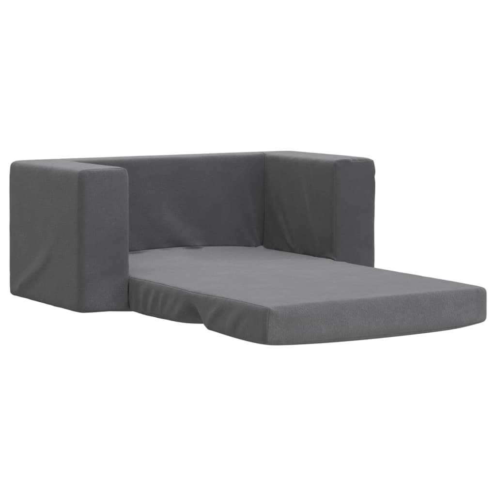Sofá-cama infantil de 2 lugares pelúcia macia antracite