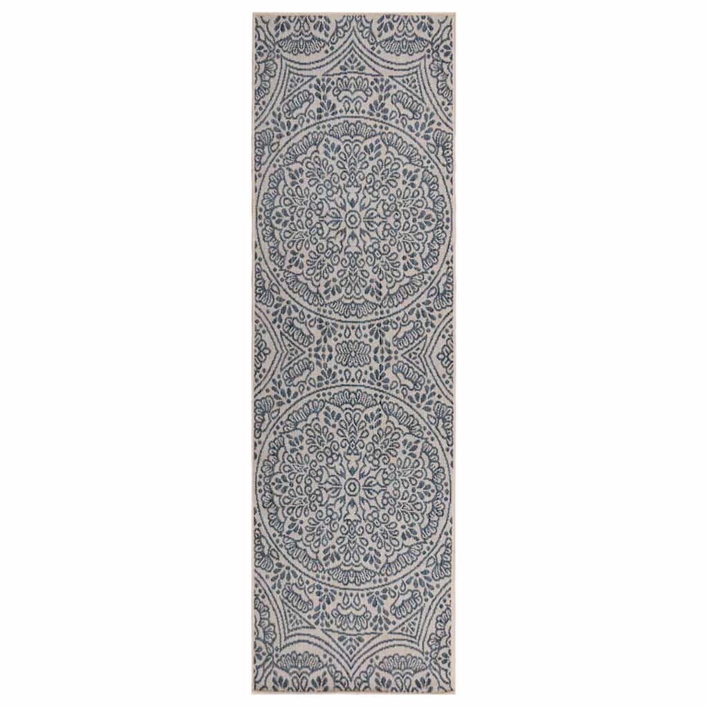 Tapete de tecido plano para exterior 80x250 cm padrão azul