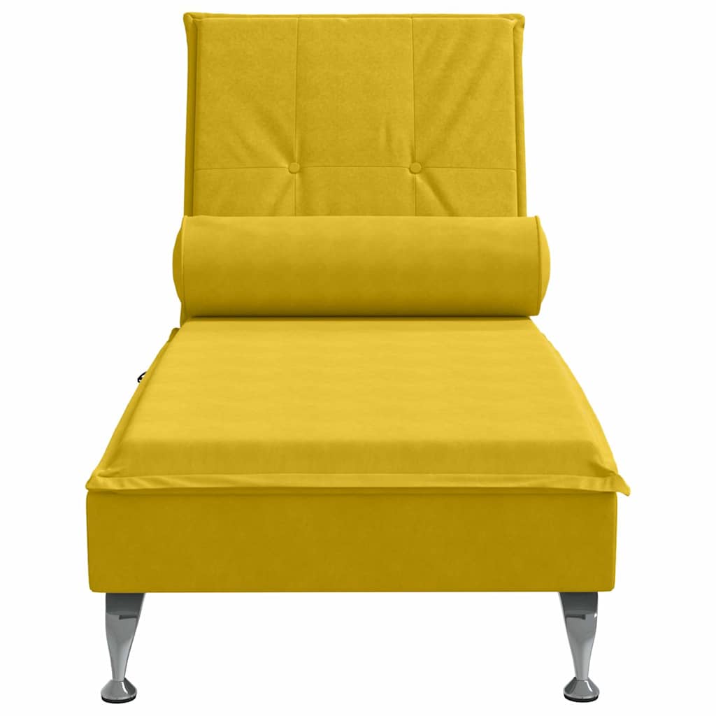 Chaise lounge de massagem com rolo veludo amarelo