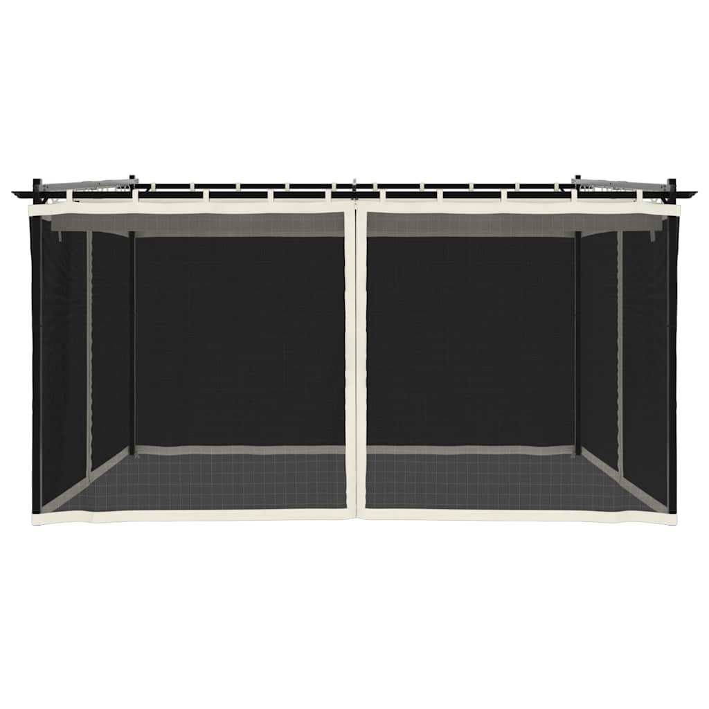 Gazebo com paredes de malha 4x3 m aço creme
