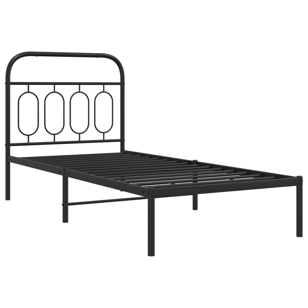 Estrutura de cama com cabeceira 90x190 cm metal preto