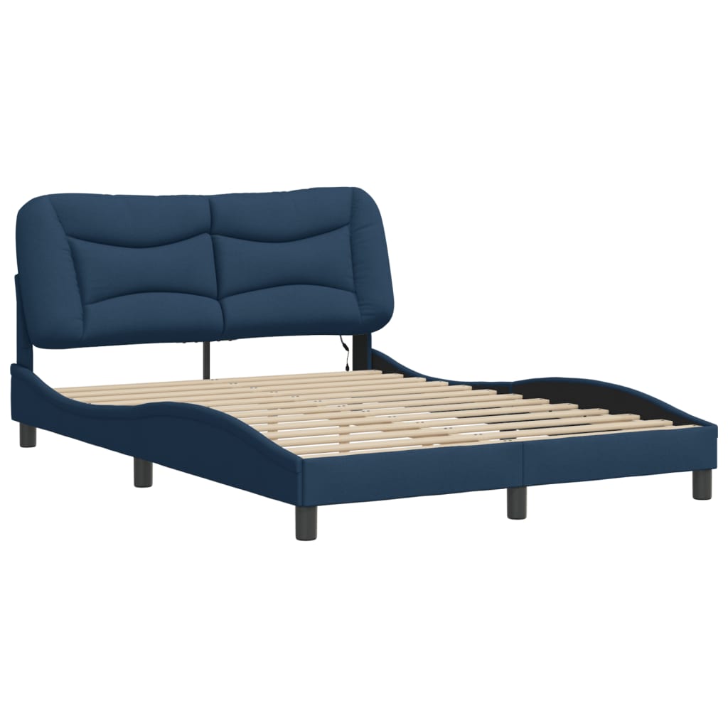 Estrutura de cama com LED sem colchão hvar 140x190 cm tecido azul
