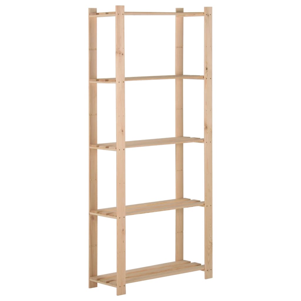 Unidade arrumação 5 prateleiras 80x28,5x170 cm pinho maciço