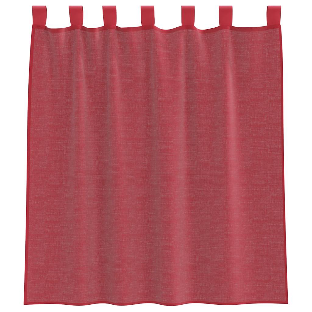 Cortinas de voile com bolsos para varão 2 pcs vermelho tinto