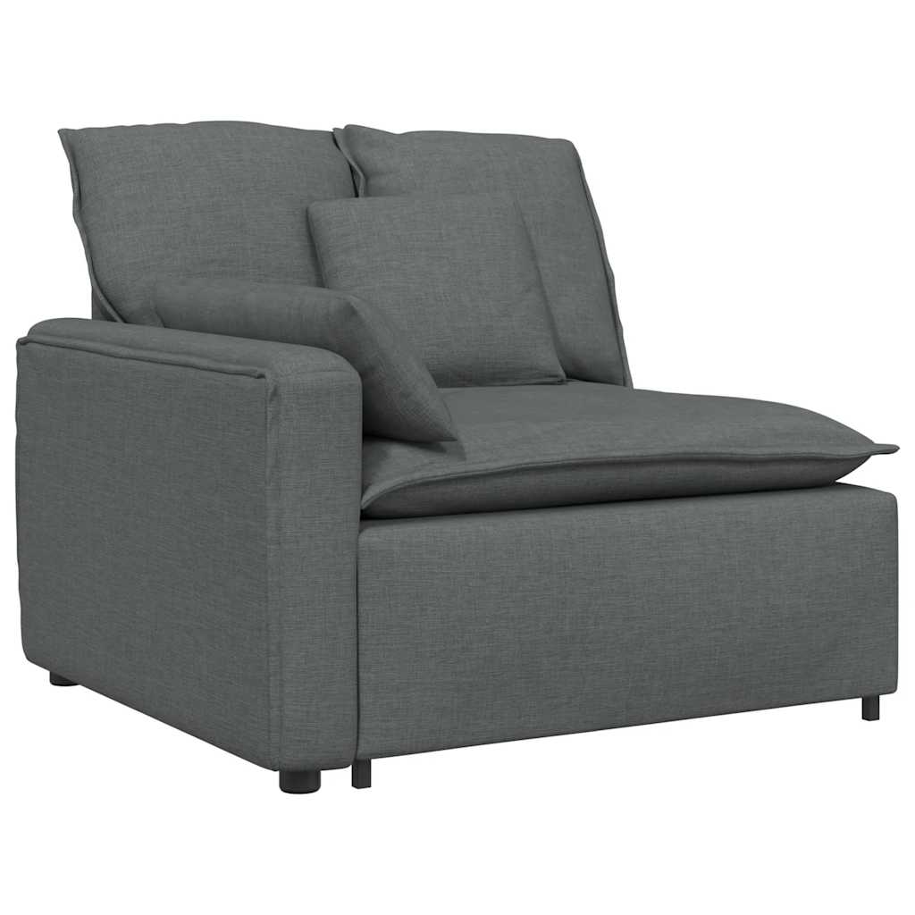 Sofá modular com almofadas tecido cinzento-escuro