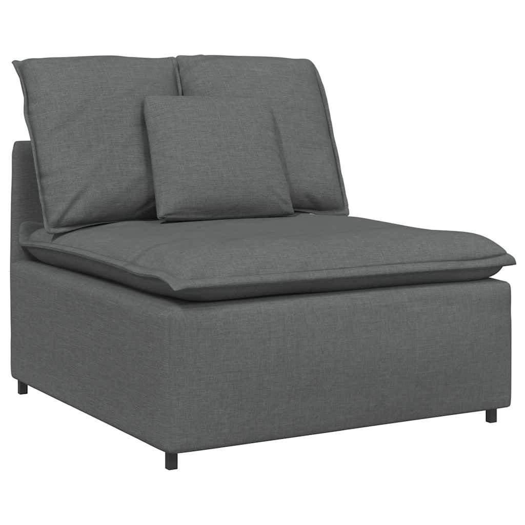 Sofá modular com almofadas tecido cinzento-escuro