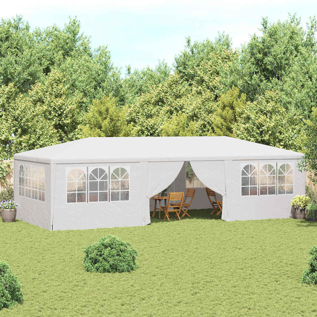 Tenda festas profissional + paredes laterais 4x9m 90g/m² branco