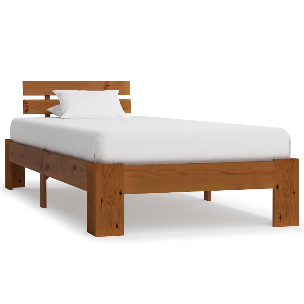 Estrutura de cama 100x200 cm pinho maciço castanho mel