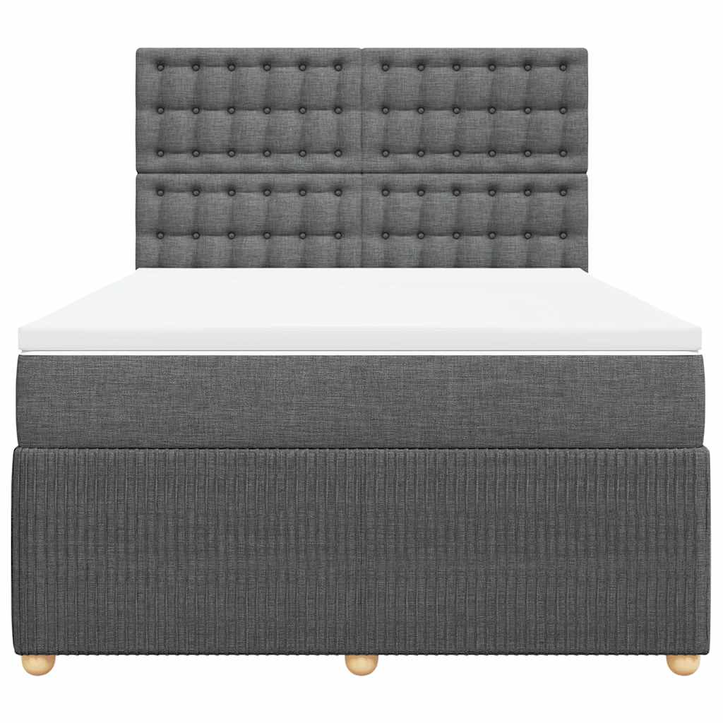 Cama com molas/colchão 140x190 cm tecido cinzento-escuro