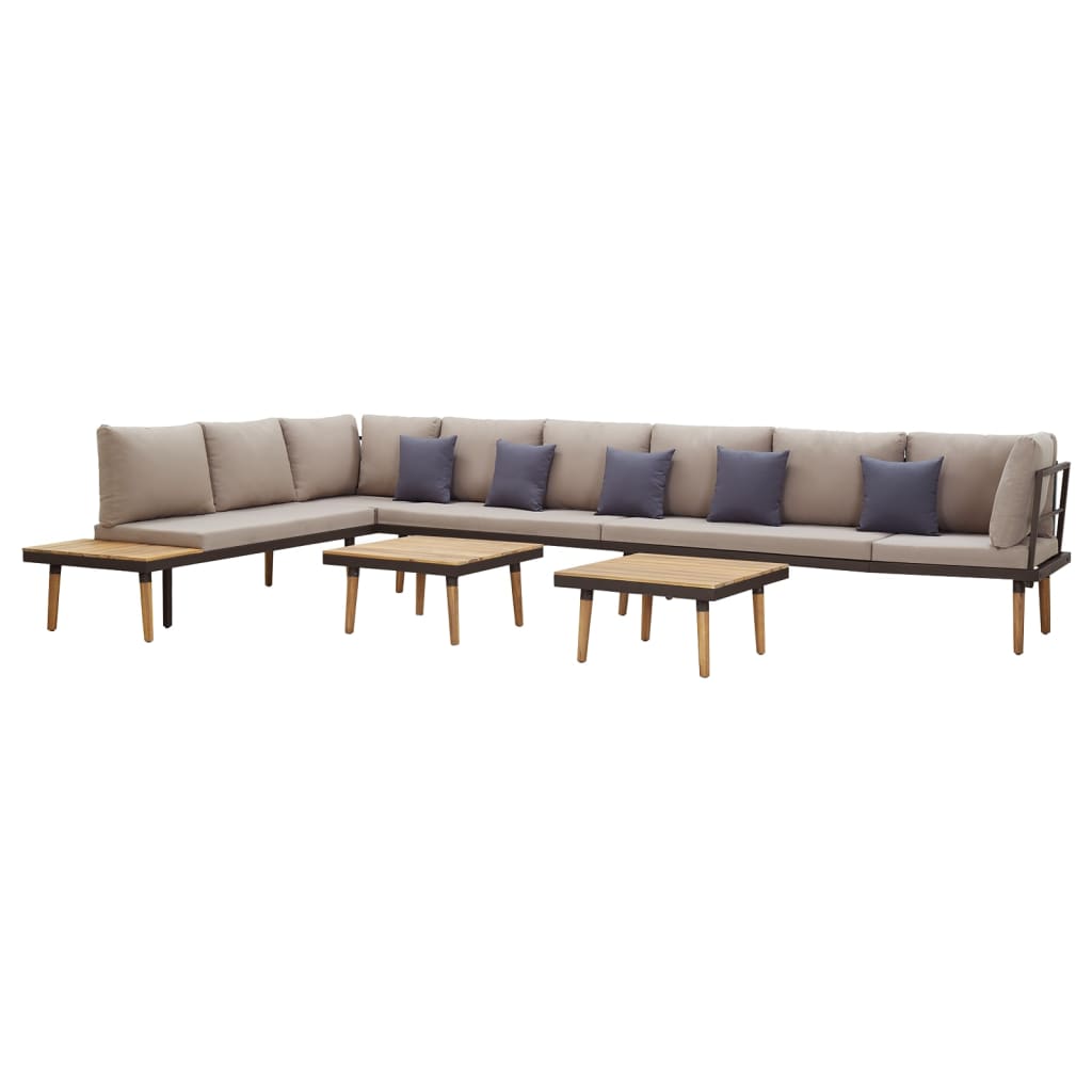 8 Lugares conjunto lounge jardim c/ almofadões acácia maciça