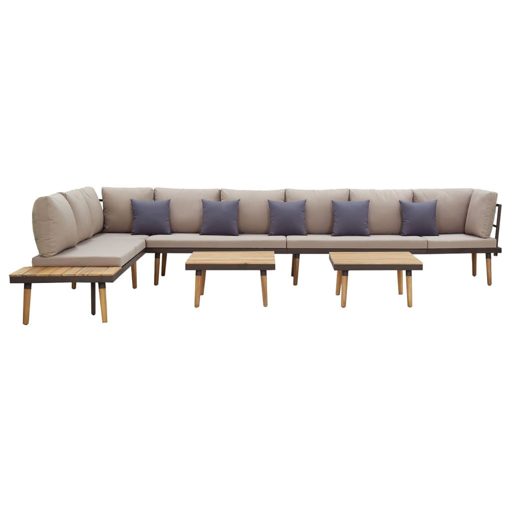 8 Lugares conjunto lounge jardim c/ almofadões acácia maciça
