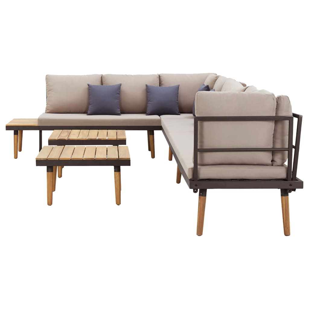 8 Lugares conjunto lounge jardim c/ almofadões acácia maciça