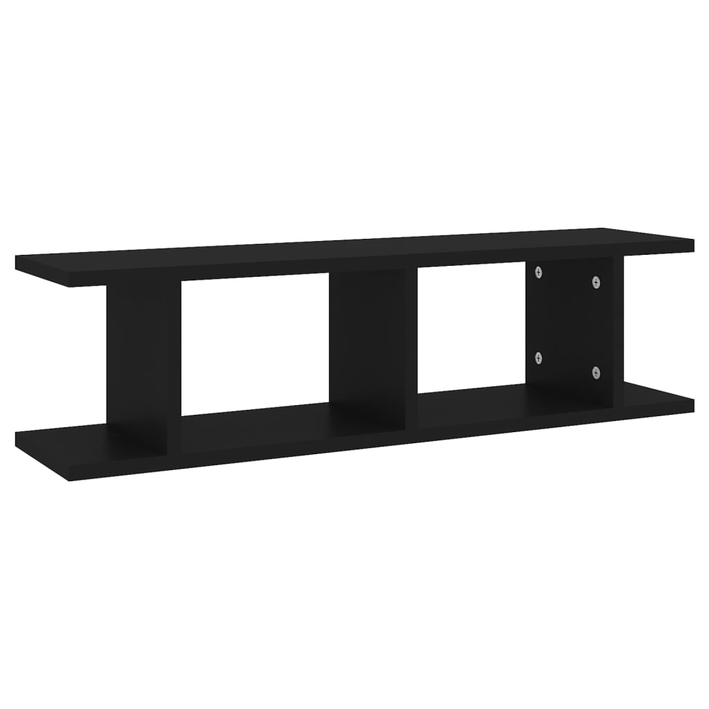 Estantes de parede 2 pcs 78x18x20 cm deriv. madeira preto