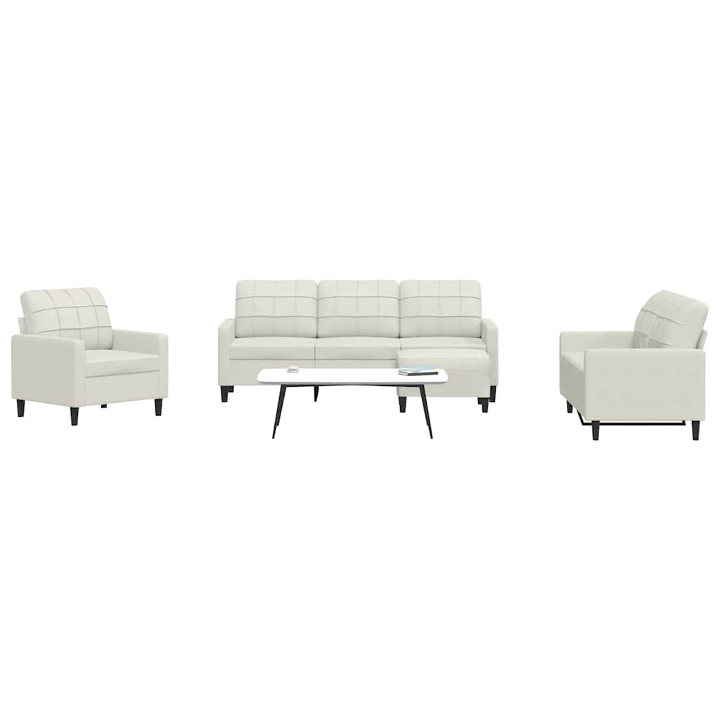 4 Pcs conjunto de sofás com almofadões veludo cor creme