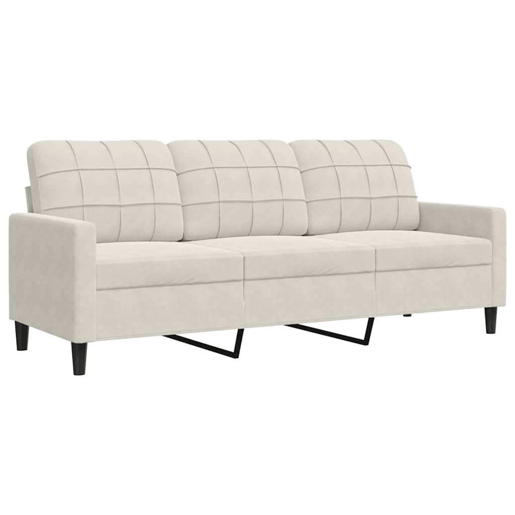4 Pcs conjunto de sofás com almofadões veludo cor creme