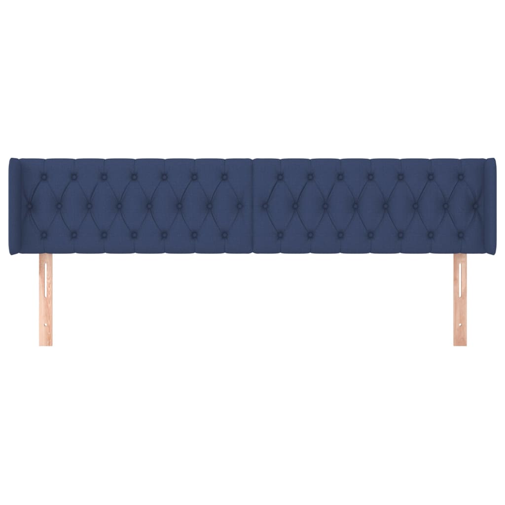 Cabeceira de cama c/ abas tecido 183x16x78/88 cm azul