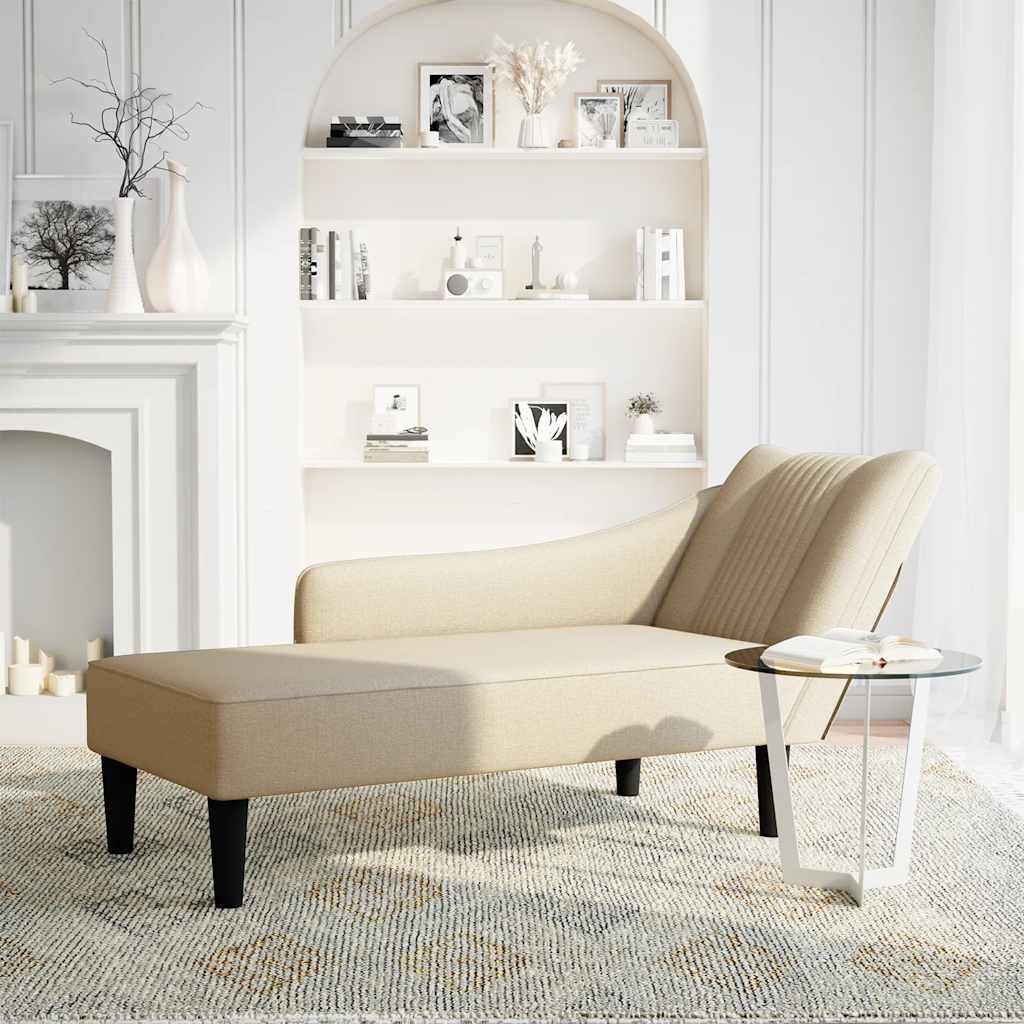 Chaise lounge com tecido creme para apoio de braço direito