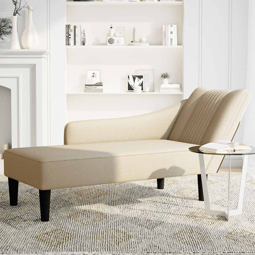 Chaise lounge com tecido creme para apoio de braço direito