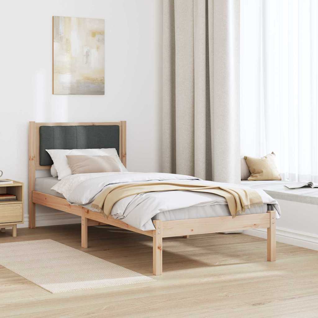Estrutura de cama com cabeceira estofada cinza escuro