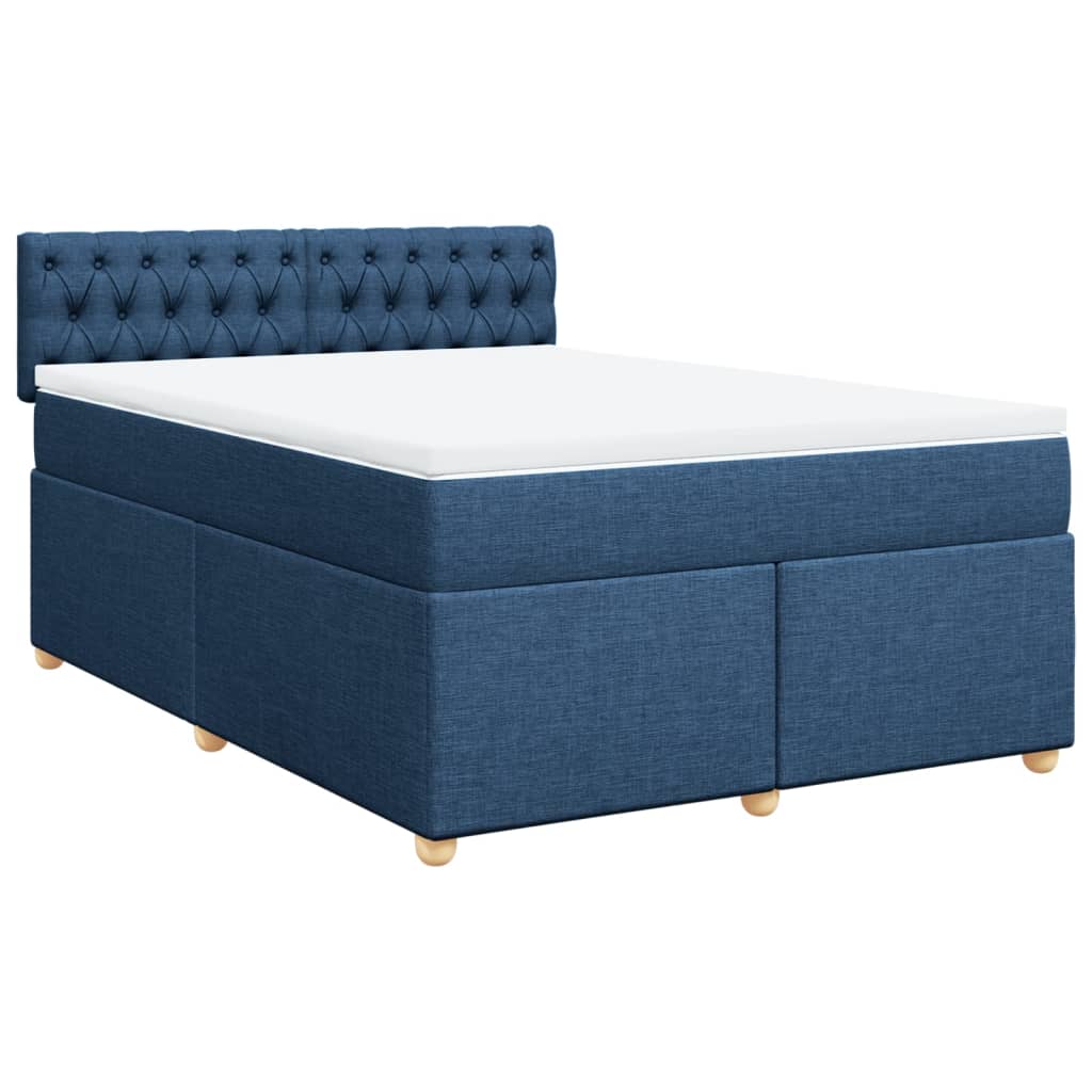 Cama com molas/colchão 160x200 cm tecido azul