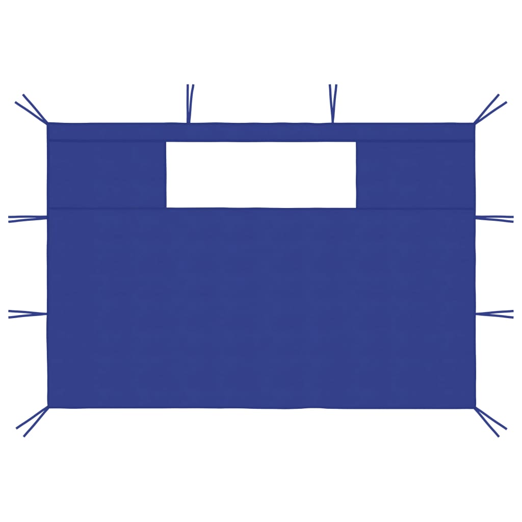 Paredes laterais para gazebo com janelas 2 pcs azul