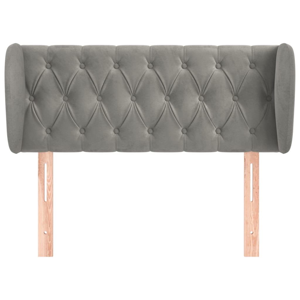 Cabeceira de cama c/ abas veludo 93x23x78/88 cm cinzento-claro