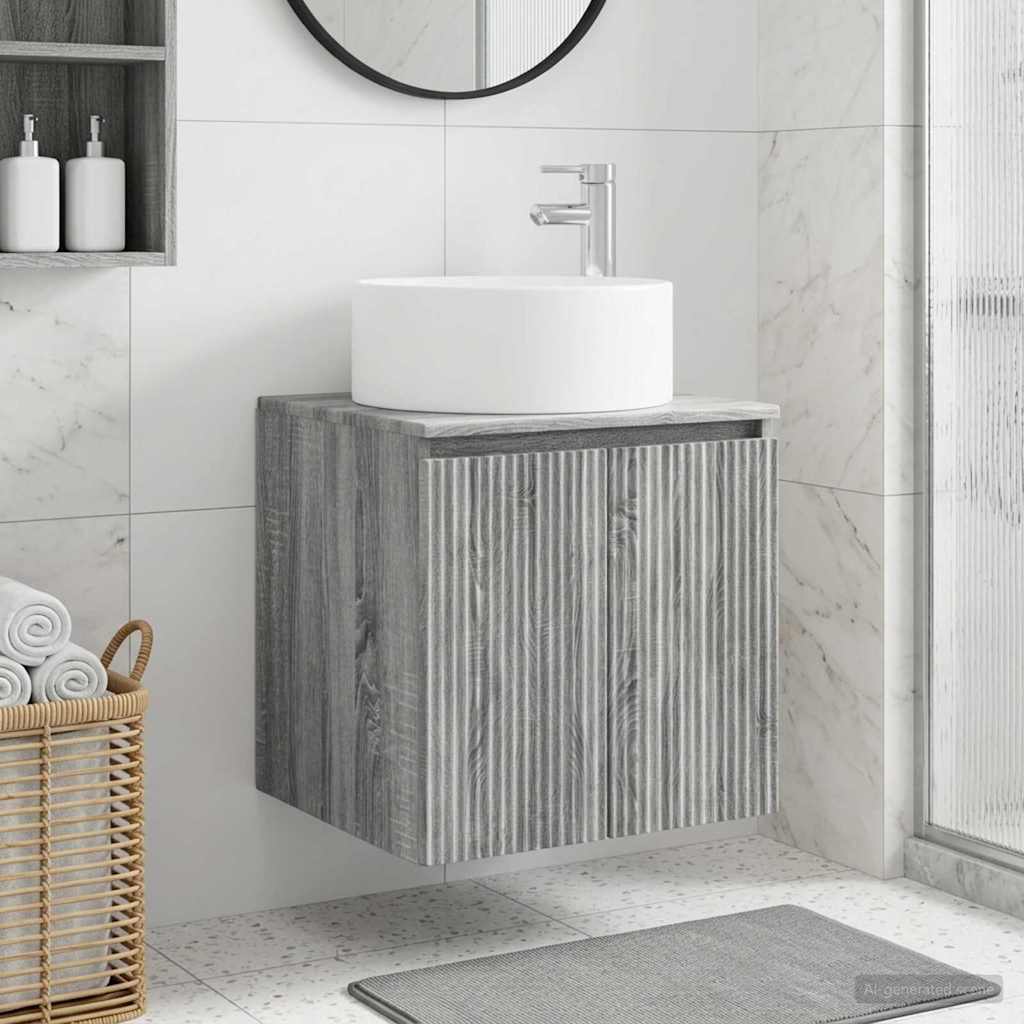 Vanidade de pia de parede sonoma cinzento 49,5 x 44,5 x 65,5 cm