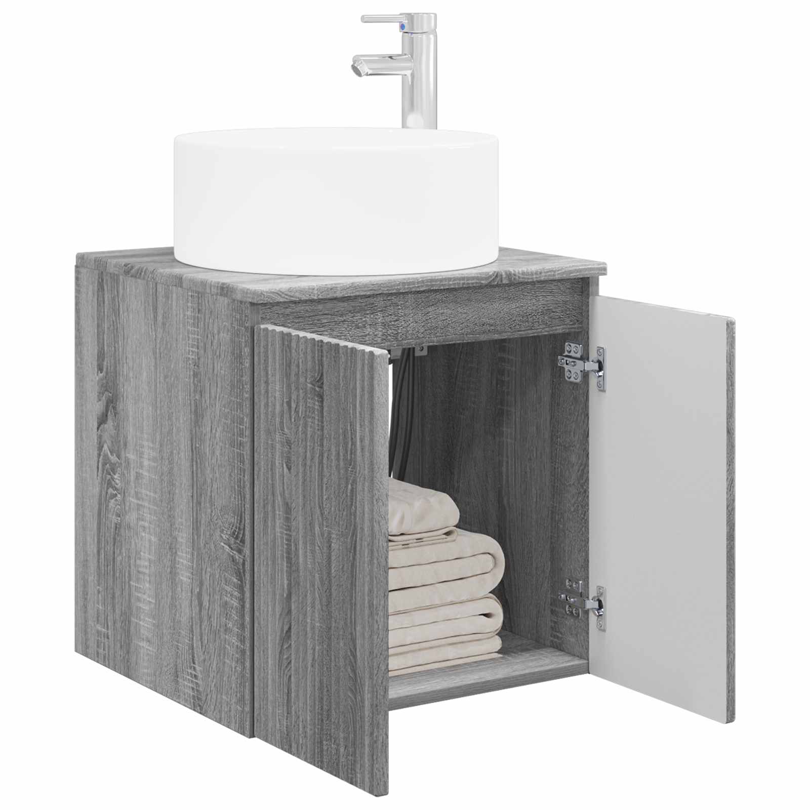Vanidade de pia de parede sonoma cinzento 49,5 x 44,5 x 65,5 cm