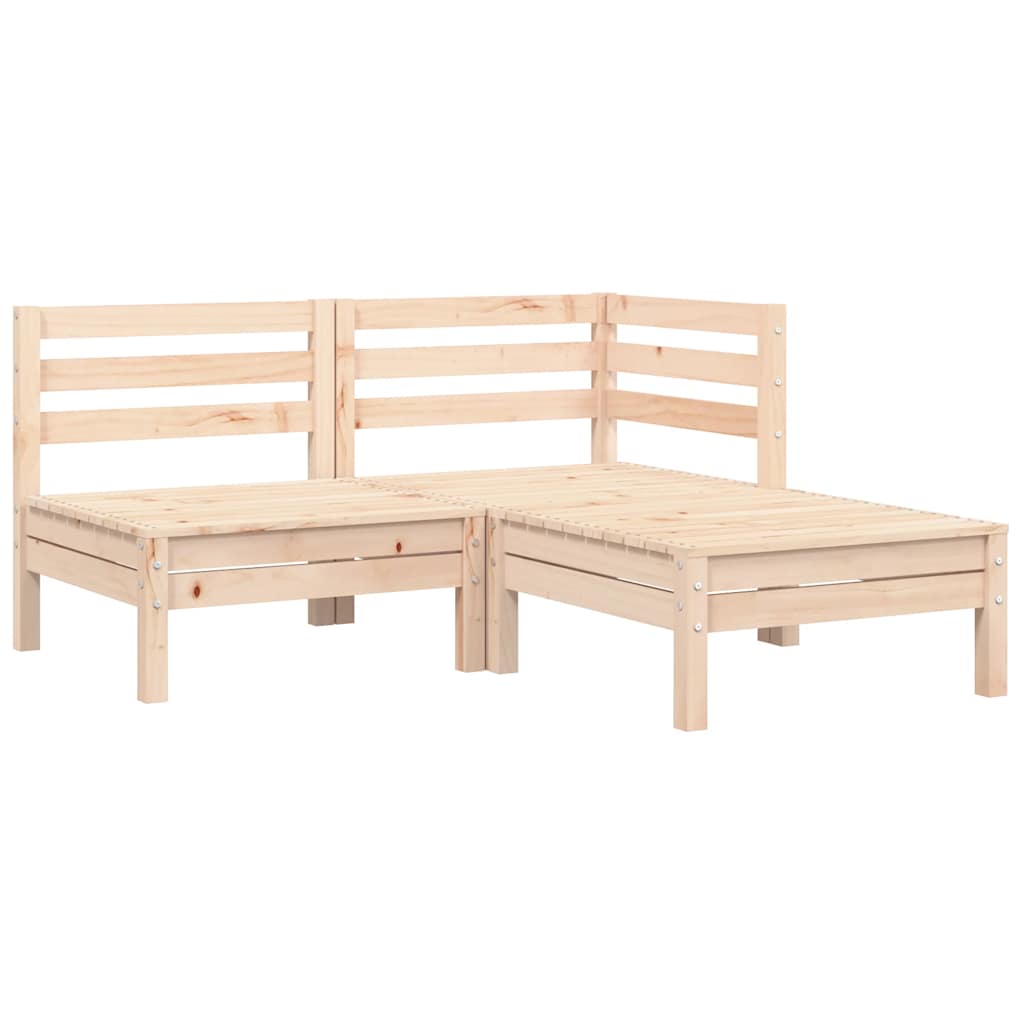 3 Pcs conj. lounge jardim c/ almofadões cinzentos pinho maciço