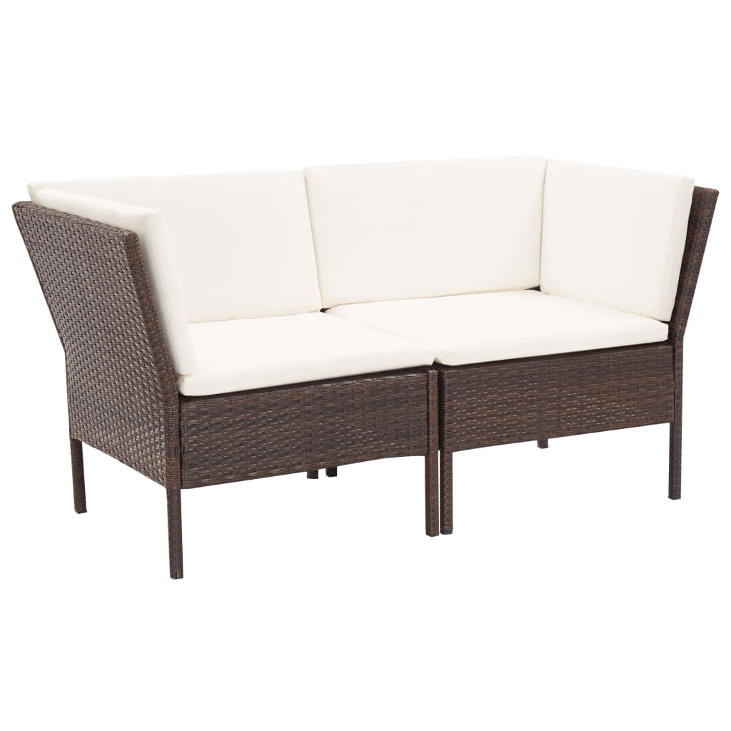 Conjunto lounge jardim c/ almofadões 6 pcs vime PE castanho