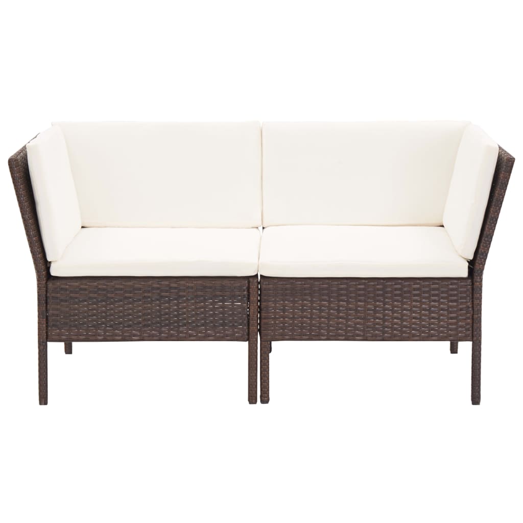 Conjunto lounge jardim c/ almofadões 6 pcs vime PE castanho