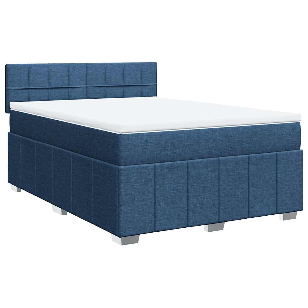 Cama com molas/colchão 140x190 cm tecido azul